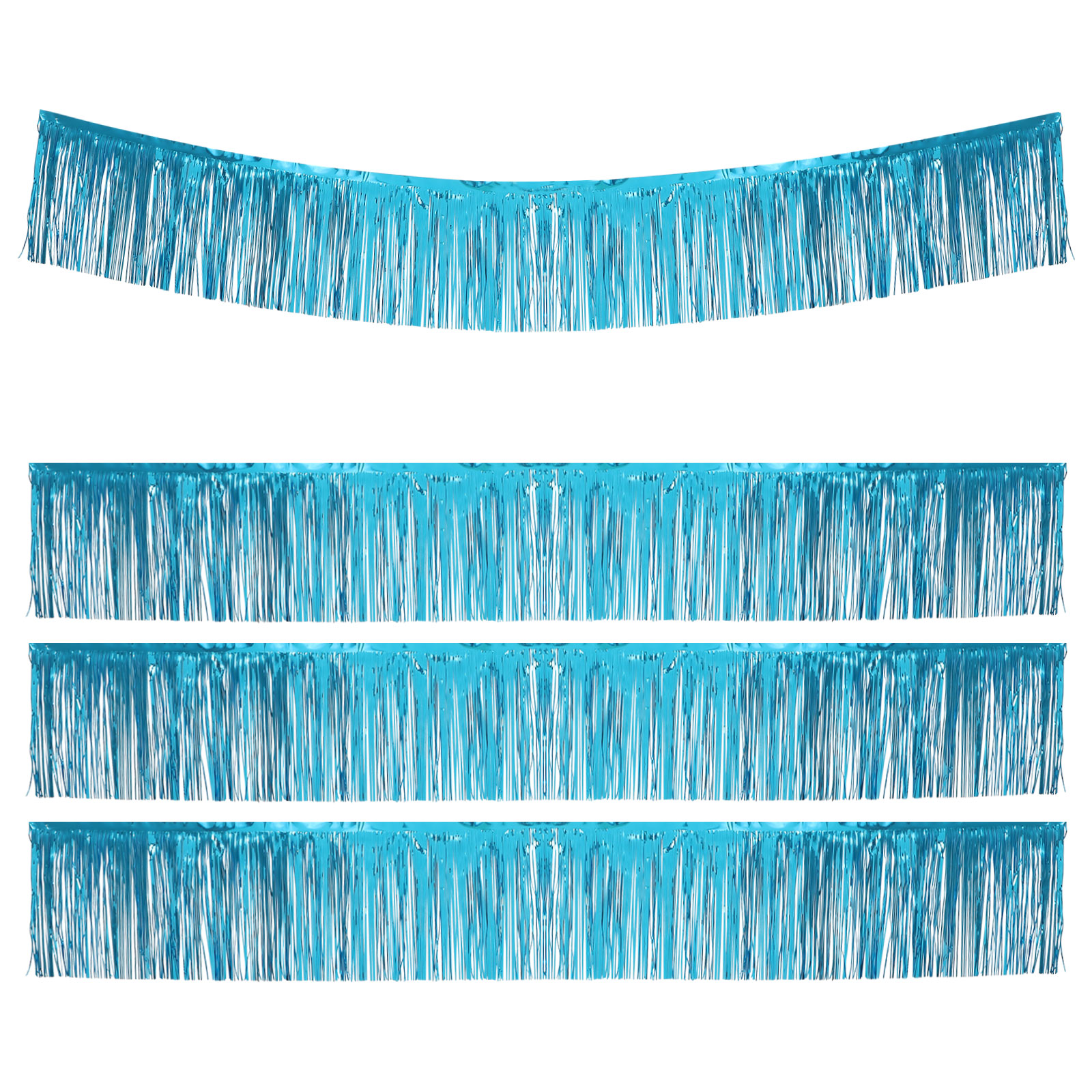 MRLESS 4 Pcs Metallic Foil Fringe Tinsel Table Skirts Fringe Garland Table Skirt Backdrop For Party Event Parade Float Party Decoration